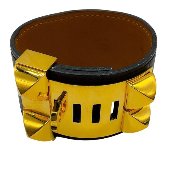 Hermes 2010 Brown / Gold Collier de Chein Leather Bracelet - Picture 2 of 5